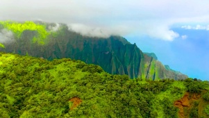 航拍夏威夷高山海岸