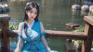 清纯溪边少女