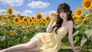 性感长腿花田女孩