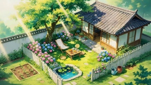 夏日鲜花小院