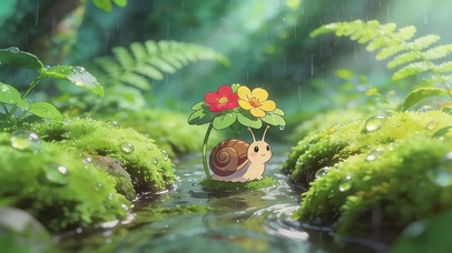 溪水石头上蜗牛