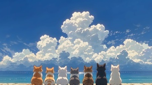 猫咪看海