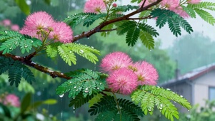 护眼雨中合欢