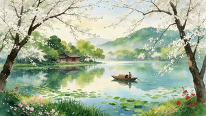 梨花湖泊