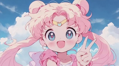 比耶的动漫插画女孩