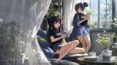 窗边闲逸美少女