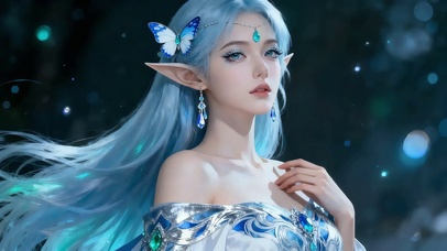 4K 蓝发精灵少女