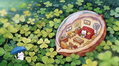 四叶草地核桃小屋看书的小猫
