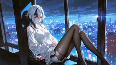 都市夜景窗边少女阿蕾奇诺