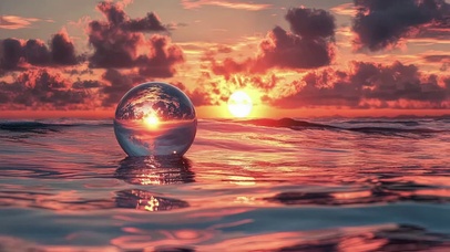 唯美大海落日云朵水珠