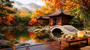 秋天国风园林