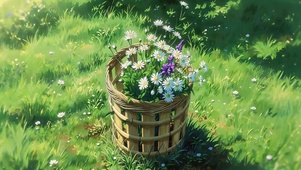 竹篮里的鲜花
