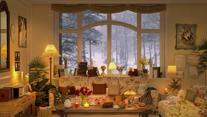 温馨雪夜舒适客厅
