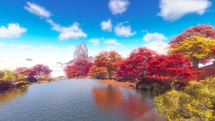 古风山水红叶秋林