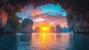 落日海岛洞穴