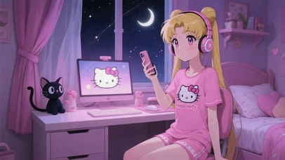 玩手机的美少女