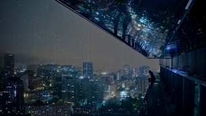 城市夜雨景