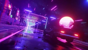 霓虹城市下的跑车