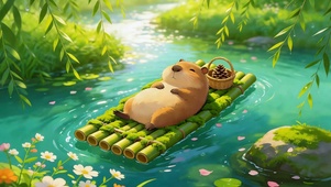 小水獭竹筏漂流