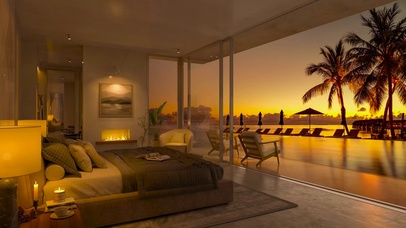 放松傍晚海景别墅房间