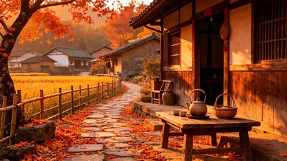 唯美枫叶乡村小屋