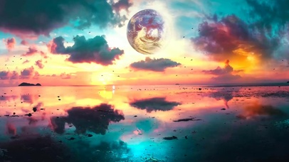 异星日落夕阳宽屏带鱼屏