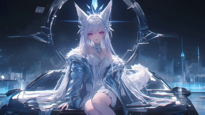 银发可爱猫女