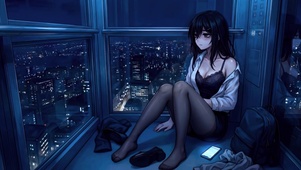 电梯黑丝少女