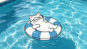 水面漂流的猫咪