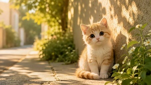 暖阳下软萌可爱小橘猫