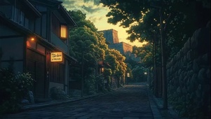 静谧傍晚宁静小城街道