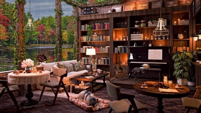 森林雨天哈士奇