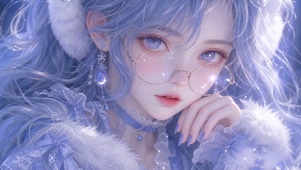 蓝发眼镜少女