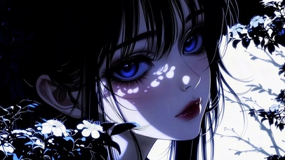 暗夜花影蓝瞳动漫美少女