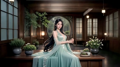 典雅古宅里古典纱裙美女