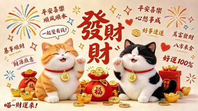 招财猫咪恭喜发财好运壁纸
