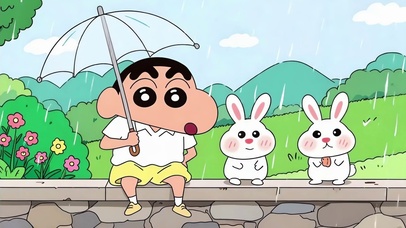 可爱兔子和呆萌小新