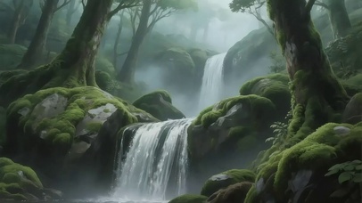 清新迷雾森林流水