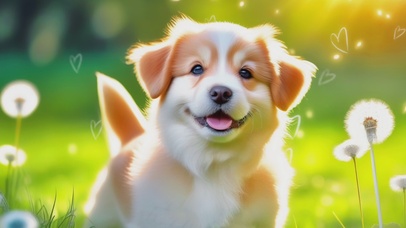 草丛中的可爱小狗