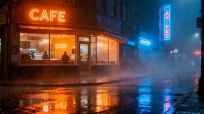雨天街道夜景