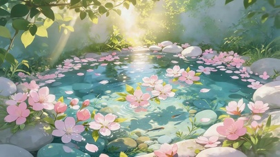 水潭鲜花