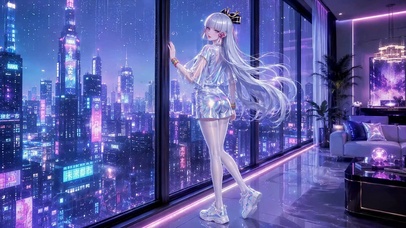 赛博朋克未来都市美少女