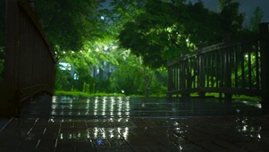 夜晚雨夜桥头