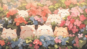 4K 花卉小猫