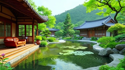 治愈山中庭院4K