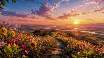 花海日落