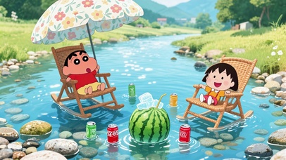 夏日溪边野餐