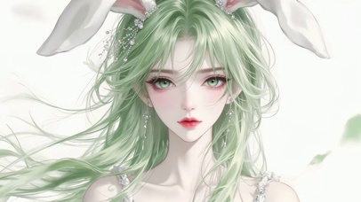 兔耳清新绿毛萝莉