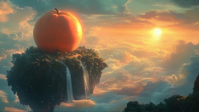 神秘仙桃瀑布黄昏云海