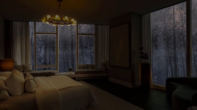 森林卧室玻璃雨